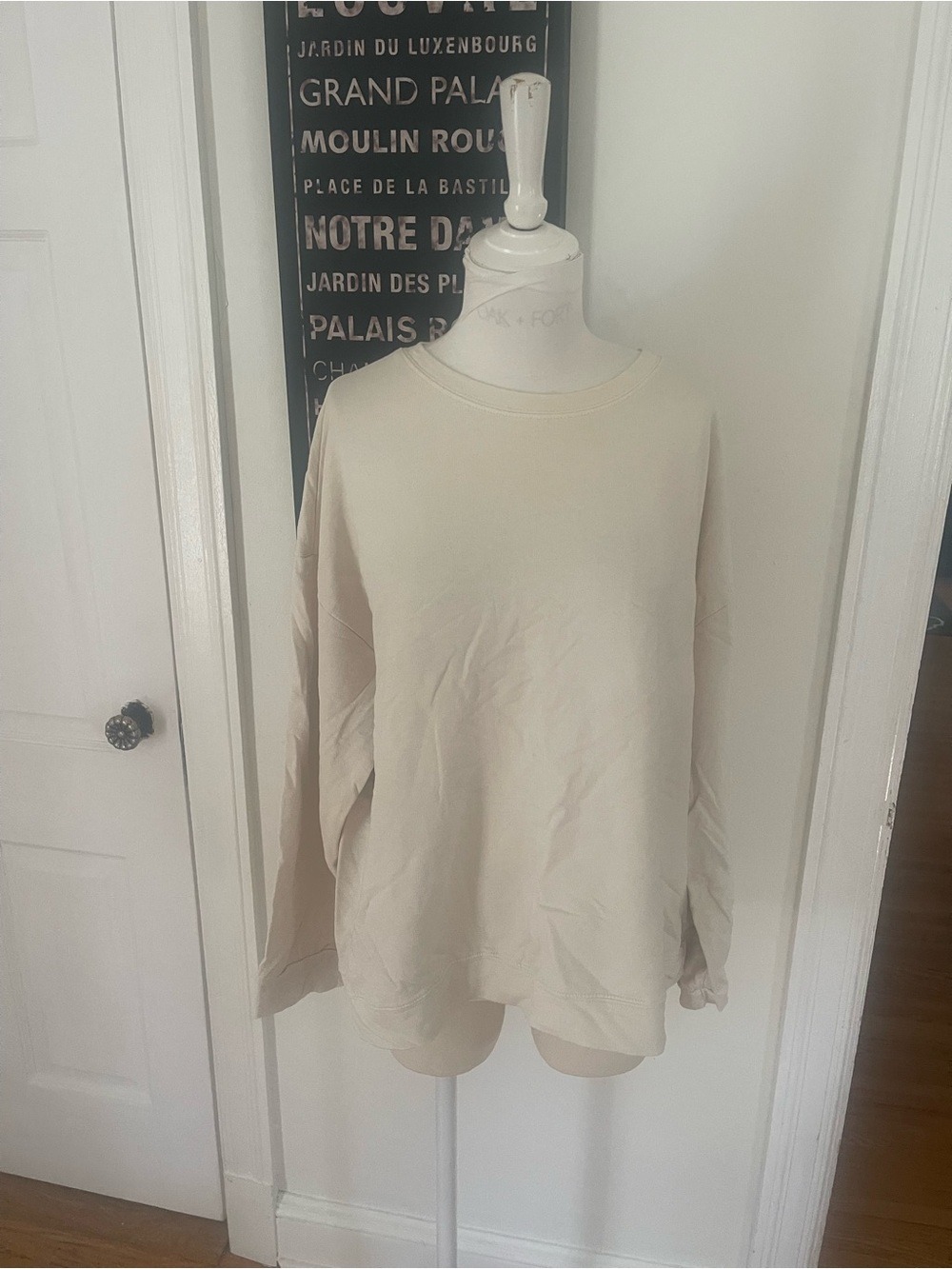 OAK + FORT Oversized Cream Crewneck Sweatshirt